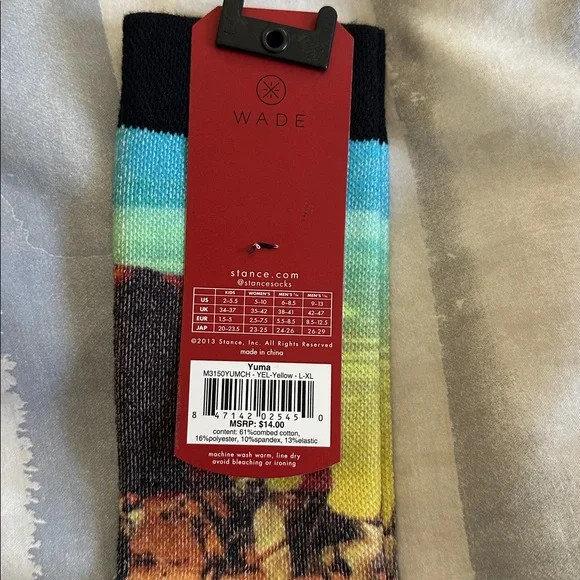 Stance Mens Crew Socks D Wade Collection Combed Cotton Large 9-13 Yuma Desert - Picture 3 of 4
